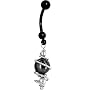 Handcrafted Austrian Crystal STERLING PEARL SWIRL Black Titanium Belly Ring