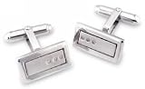 Rectangular Cuff Links with 6 Round Cut Diamonds by Hot Diamonds Sterling Silver