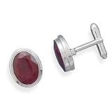 Genuine Ruby Sterling Silver Cuff Links