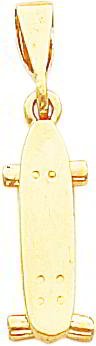 14K Yellow Gold Skateboard Pendant Charm Jewelry New