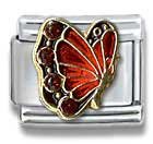 Clearly Charming January Garnet Gold Czech Crystal Butterfly Birthstone Italian Charm Bracelet Link