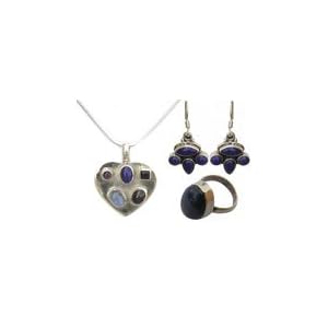 Earring Ring and Pendant Sets Sterling Silver Multi Gem 