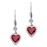 10kt. White Gold, Lab Created Ruby and Diamond Earrings by Fred Meyer Jewelers