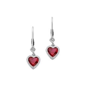 10kt. White Gold, Lab Created Ruby and Diamond Earrings by Fred Meyer Jewelers