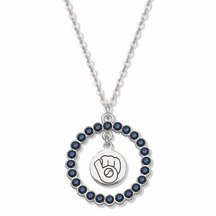 Milwaukee Brewers Spirit Crystal Logo Wreath Necklace