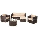 Zebrano - Rattan Furniture - Georgia Deluxe Outdoor Rattan Garden Sofa Suite - Brown