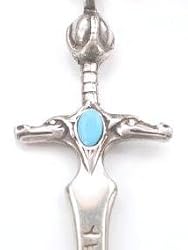 Turquoise Color Ancient Dragon Sword Pewter Pendant