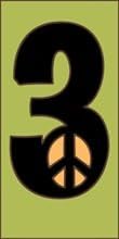 3" x 6" Ceramic Tile Address House Number PEACE SIGN #3 THREE (Lime-green background)