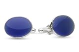 Sterling Silver Blue Enamel Cufflinks
