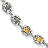14k White Gold Diamond and Rainbow Sapphire Bracelet