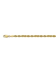 CleverEves 14K Yellow Gold 030 4.00mm Lobster Clasp Solid Diamond-Cut Rope Chain