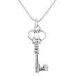 Key Pendant or Charm in Sterling Silver on a 16" Sterling Silver and Rhodium Diamond Cut Ball Chain, #8708