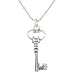 Antique Key Pendant or Charm in Sterling Silver on a 16" Sterling Silver and Rhodium Diamond Cut Ball Chain, #8708