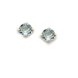 14k Yellow Gold Four Prong 4mm Genuine Aquamarine-March Stud Earrings