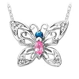 10kt. White Gold, Lab Created Pink Sapphire & Ceylon Sapphire Butterfly Pendant