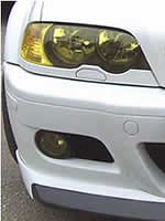 BMW 3 Series fog light cover protective film yellow tinted 00-05 BMW 3 Series fog light yellow-tinted cover protective film - BMW E46 (3-Series) - M3/Sport Oval foglight deflector shields