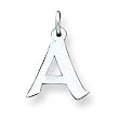 Sterling Silver Small Artisian Block Initial A Charm with 20 inch Sterling Silver Chain