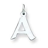 Sterling Silver Small Artisian Block Initial A Charm with 20 inch Sterling Silver Chain