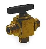 Industrial Grade 1WMV9 Ball Valve, Two Piece, 1/8 In, Brass Body