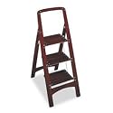 Three-Step Wood Folding Step Stool, 225-lb Capacity, Mahogany Finish, SMF11255MGY1