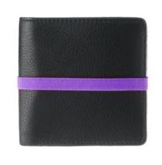 Marc By Marc Jacobs Pebble Leather Elastic Billfold Wallet Black Purple