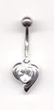 Duo Jeweled Heart Navel Bar in Crystal