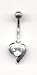 Duo Jeweled Heart Navel Bar in Crystal