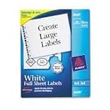 Avery 8465 White ink jet mailing labels, 8-1/2 x 11, 100 per box