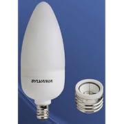 Sylvania CF9EL/CANDELABRA/2BL 9W Compact Fluorescent Lamp with Candelabra Base with Medium Base Adapter, Warm White, 2-Pack