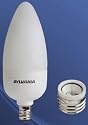 Sylvania CF9EL/CANDELABRA/2BL 9W Compact Fluorescent Lamp with Candelabra Base with Medium Base Adapter, Warm White, 2-Pack