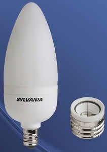 Sylvania CF9EL/CANDELABRA/2BL 9W Compact Fluorescent Lamp with Candelabra Base with Medium Base Adapter, Warm White, 2-Pack