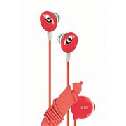 iLuv The Bean: In-ear Stereo Earphone with In-line Volume Control and Cord Manager Red iEP311RED
