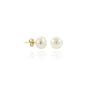 14K Gold Genuine Freshwater Cultured White 4.5-5mm Button Pearl Stud Earrings