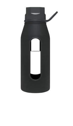 valentine Takeya Classic Glass Water Bottle with Silicone Sleeve Black 16 ozB003DTLNTC