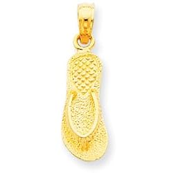 14k Single Flip-Flop Pendant - Measures 22x7mm - JewelryWeb