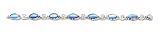 Sterling Silver 10 inch Light Blue Cats Eye Oval Anklet - 10 inch