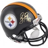 TROY POLAMALU PITTSBURGH STEELERS SIGNED AUTOGRAPHED MINI HELMET MATCHING HOLOGRAMS NUMBERS AND COA