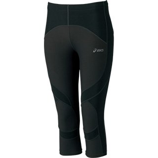 アシックス Wsランニングセミロングタイツ XXL805 ブラック/ブラック レディース