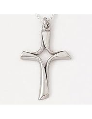 Christian Womens 0.925 Sterling Silver Abstinence Open Twist Cross Chastity Necklace for Girls - Womens Purity Necklace, Girls Purity Necklace, Christian Necklace