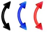 3 flexible spike set of Red Blue Black Eyebrow Rings Ring Eye brow body jewelry piercing bar
