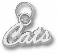 Arizona Wildcats Solid Sterling Silver Script ''CATS'' Pendant