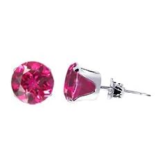 Sterling Silver 5 MM Round Ruby Cubic Zirconia Stud Post Friction Back... by Gem Avenue