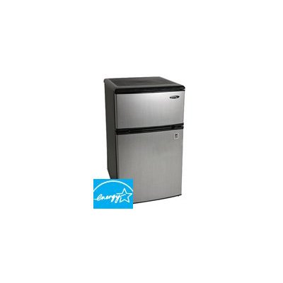 Danby DCR326BSL 3.1-Cu.Ft. Dual Door Compact Fridge with Freezer, Black/Stainless