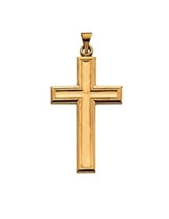 14k Yellow Gold Combination Finish Cross Pendant