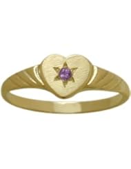 14 Karat Yellow Gold Genuine Amethyst Heart Solitaire Baby Ring