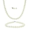 Schmuckset: Kette, Armband und Ohrringe aus echten 5.5- 6mm gro�en wei�en S��wasserperlen, Sterling Silber