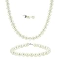 Schmuckset: Kette, Armband und Ohrringe aus echten 5.5- 6mm gro�en wei�en S��wasserperlen, Sterling Silber