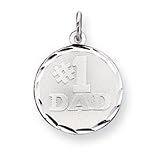 Sterling Silver Number 1 Dad Disc Charm - 5/8 Diameter - JewelryWeb