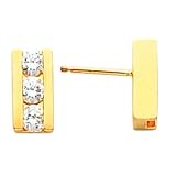 14K White or Yellow Gold Three-Stone Diamond Earrings - 0.50 Ct., 1.00 Ct. or 1.50 Ct. (ALSO AVAILABLE WITH GEMSTONES)