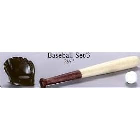 Dollhouse Miniature Baseball Bat, Glove and Ball Set by dollhousesandmore